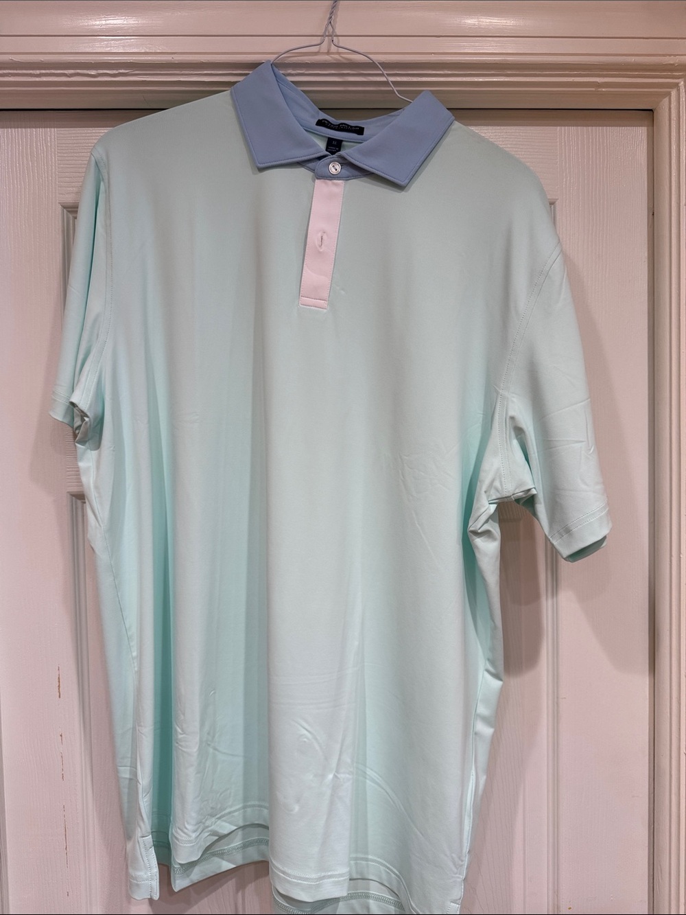 Peter Millar Mint Green Polo with Light Blue Collar